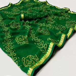 green-bandhani-printed-georgette-saree-with-designer-border