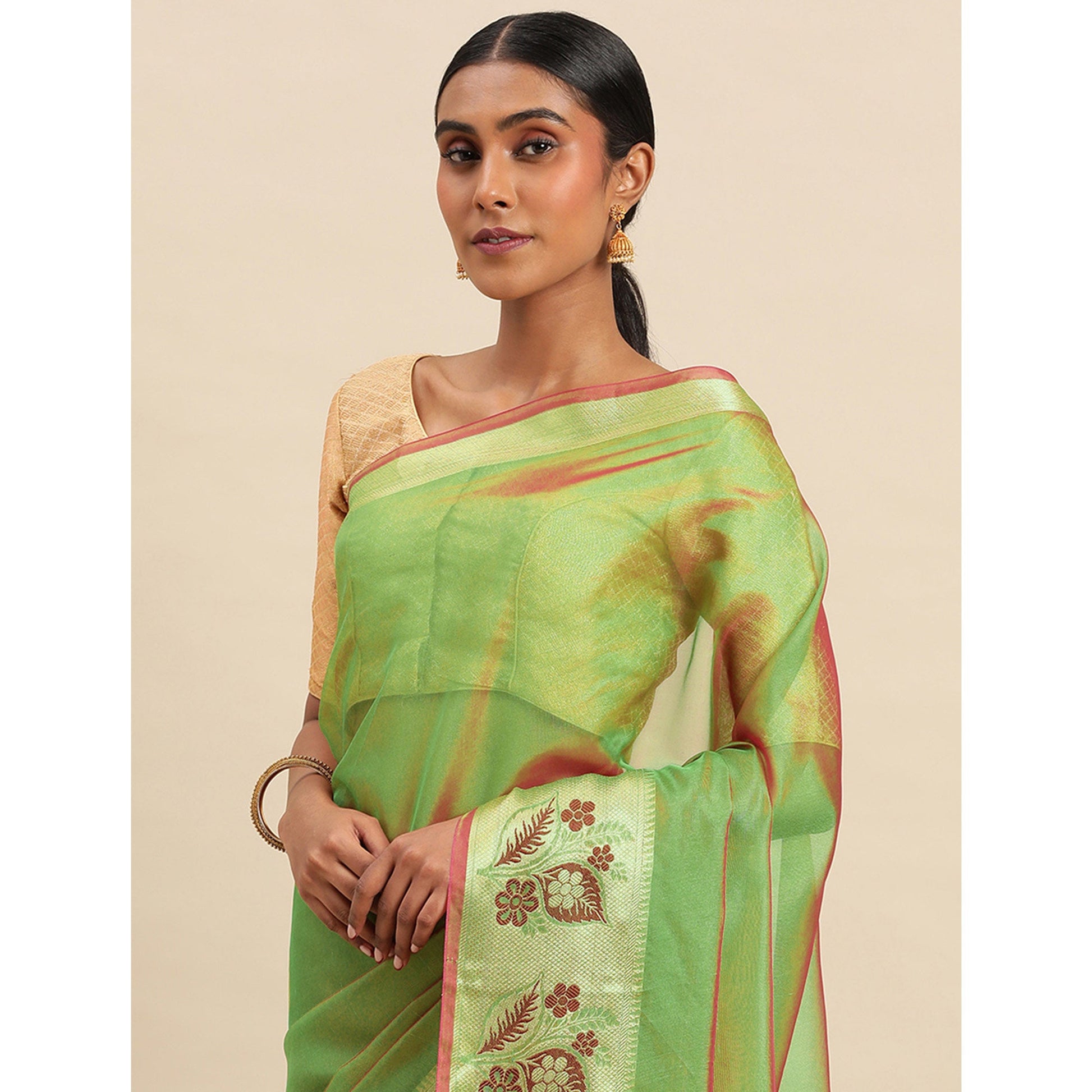 Mehendi Woven Cotton Silk Saree