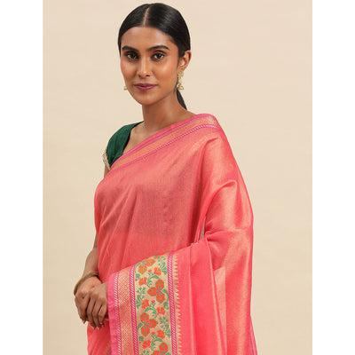 Gajari Woven Cotton Silk Saree