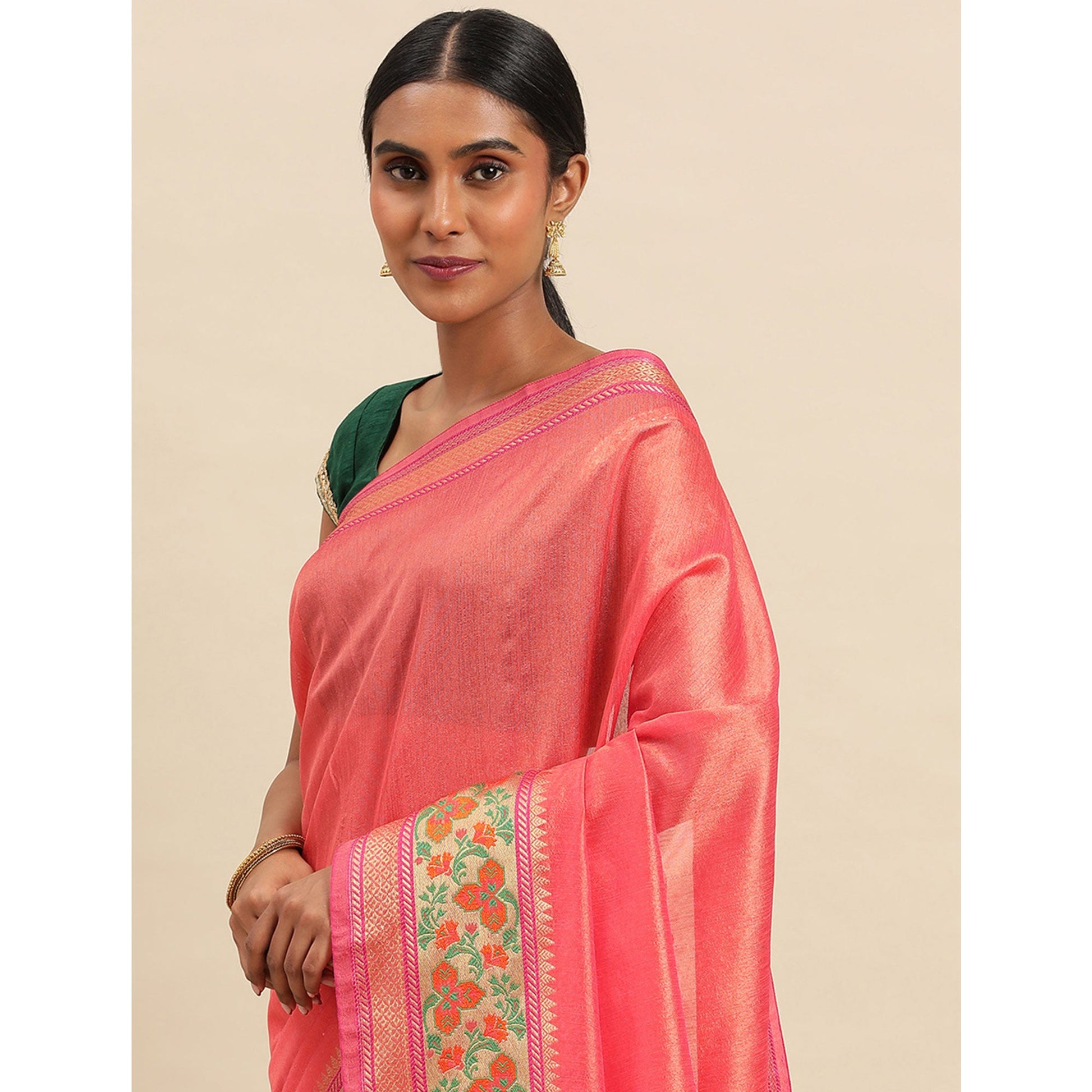 Gajari Woven Cotton Silk Saree