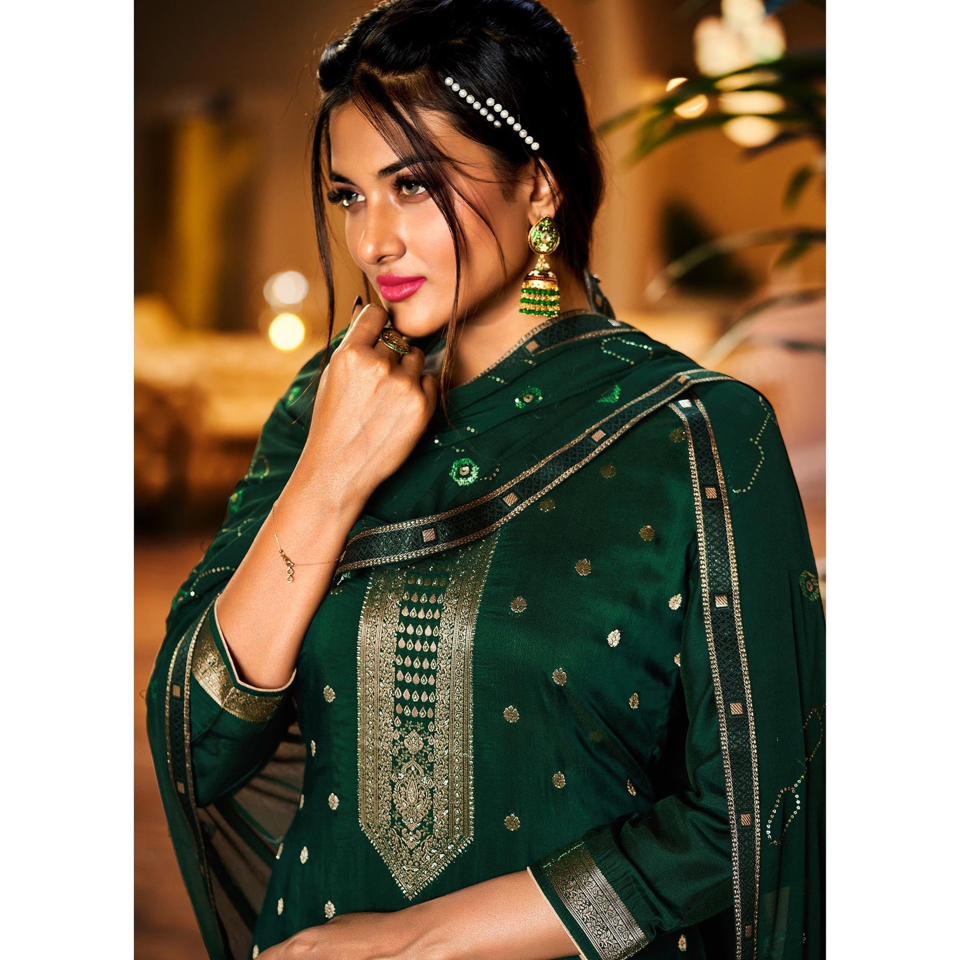 green-woven-muslin-palazzo-suit