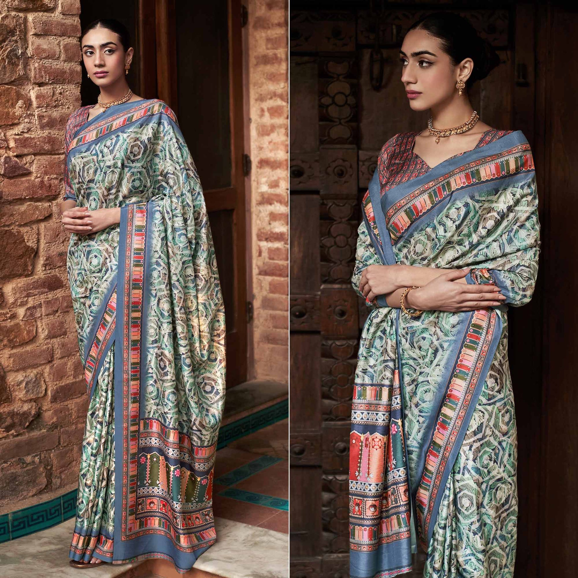 b-green-digital-printed-satin-saree