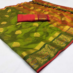 h-green-floral-woven-organza-saree-with-tassels
