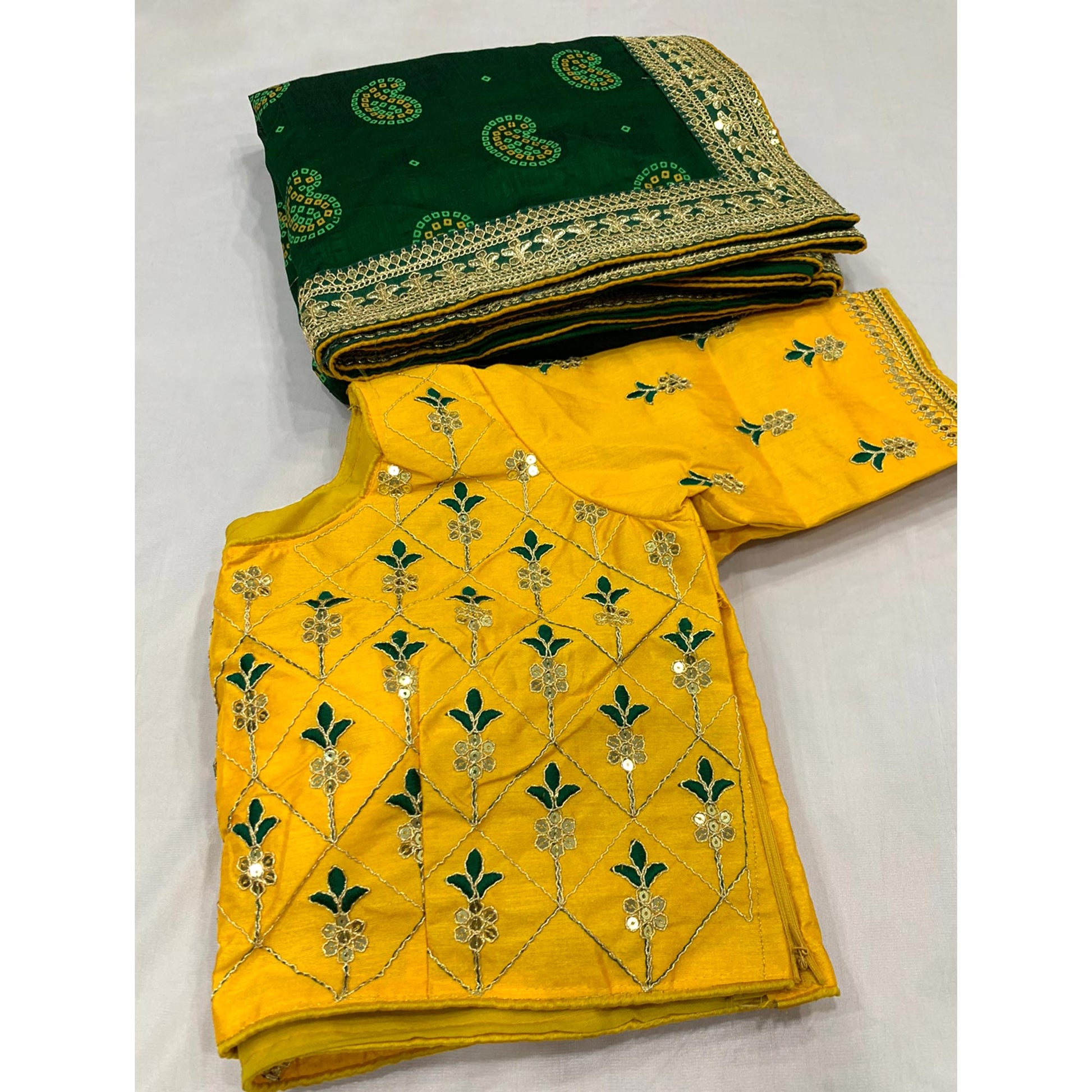 green-bandhani-printed-with-sequins-embroidered-vichitra-silk-saree
