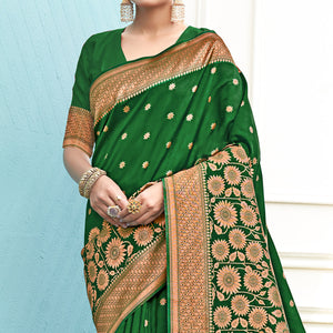 green-floral-woven-art-silk-saree-3