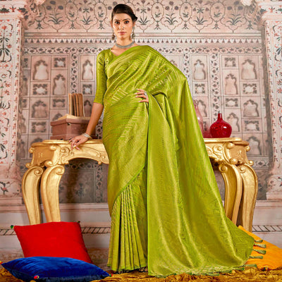 green-floral-woven-art-silk-saree-5