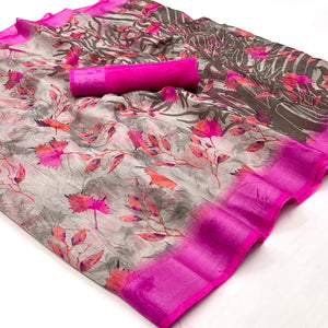 18grey-floral-printed-linen-saree