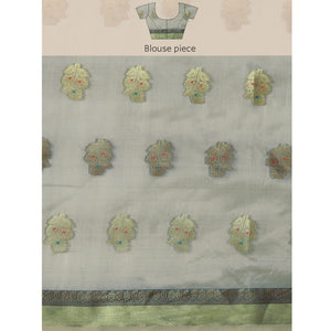 Grey Woven Organza Saree