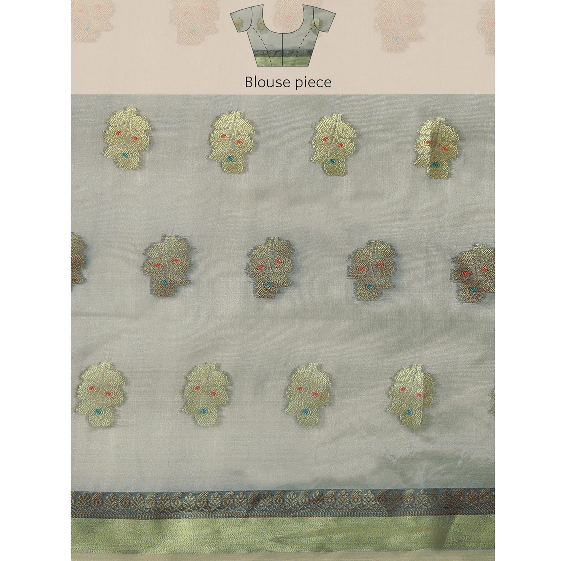 Grey Woven Organza Saree