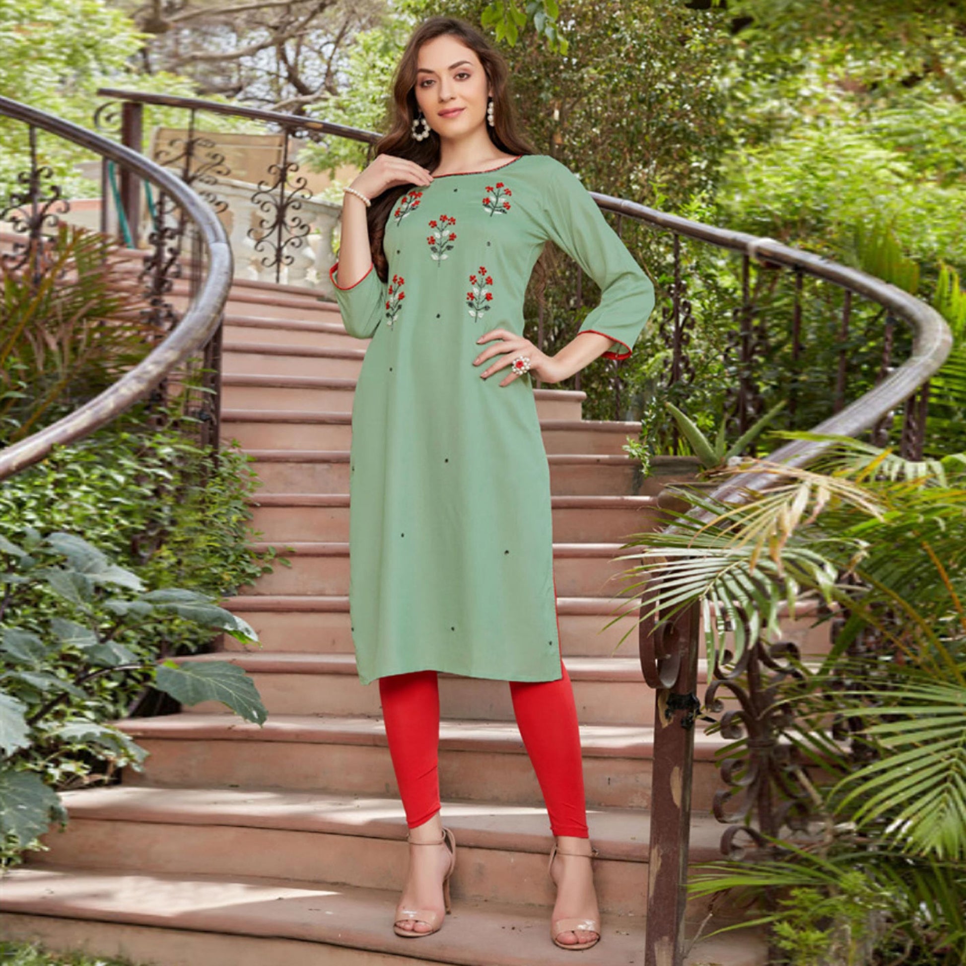 green-embroidered-rayon-kurti-1