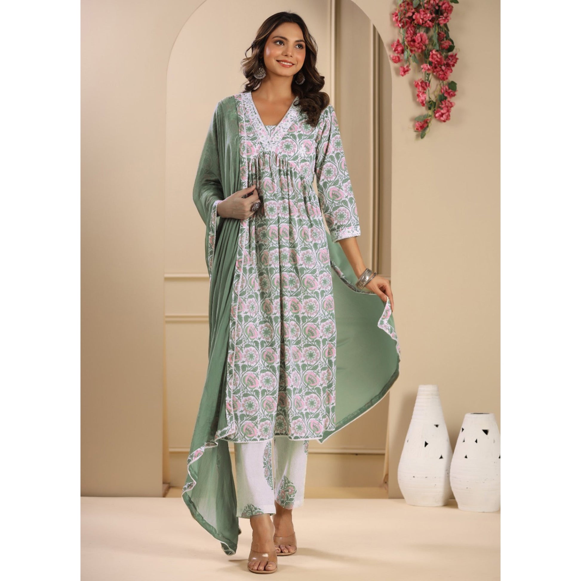 green-floral-printed-pure-cotton-naira-cut-suit