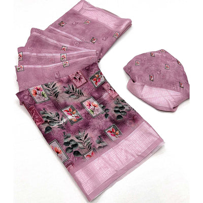 Mauve Digital Printed Viscose Saree