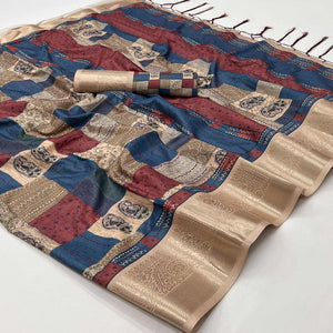 Multicolor Floral Digital Printed Pure Cotton Saree