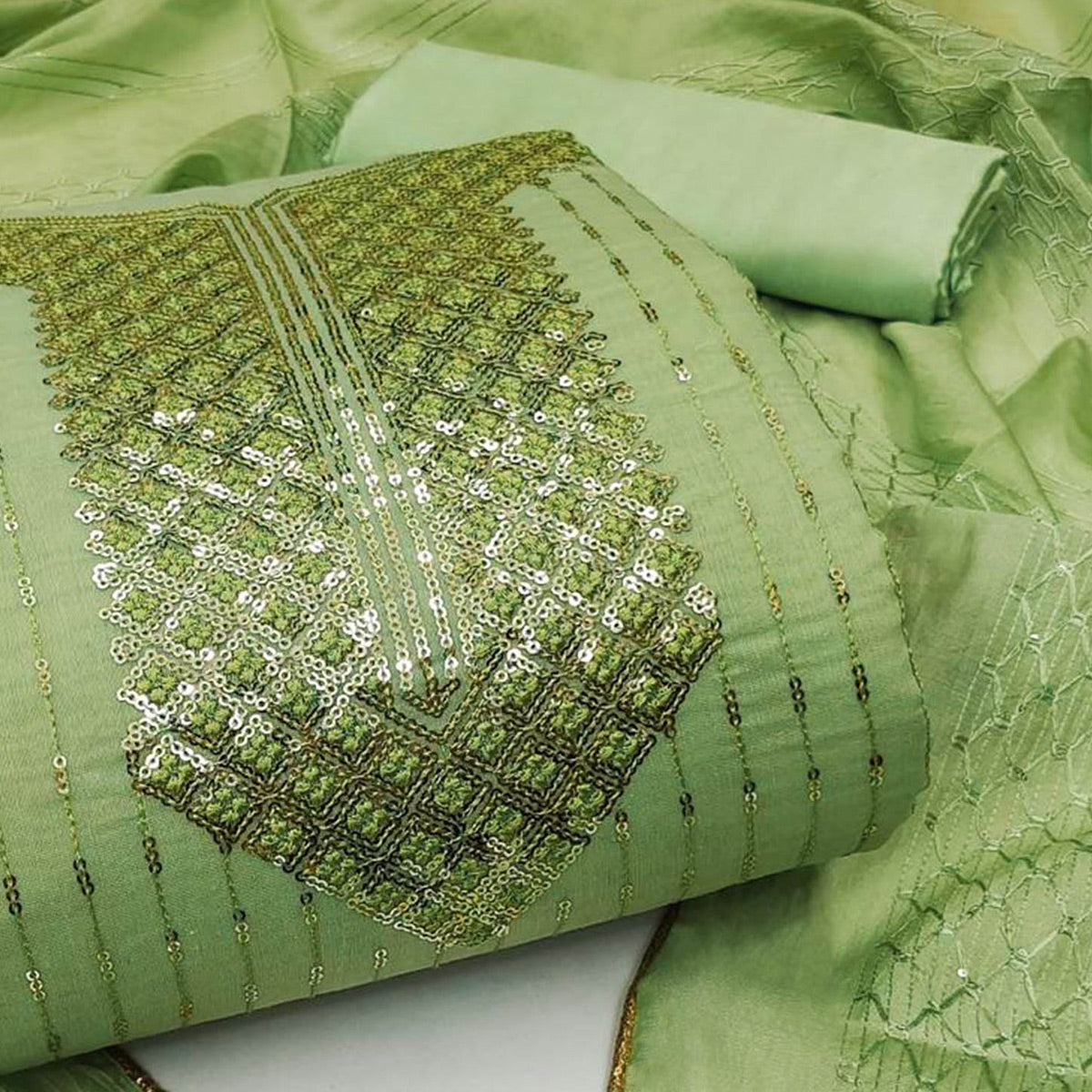 green-sequins-embroidered-chanderi-dress-material