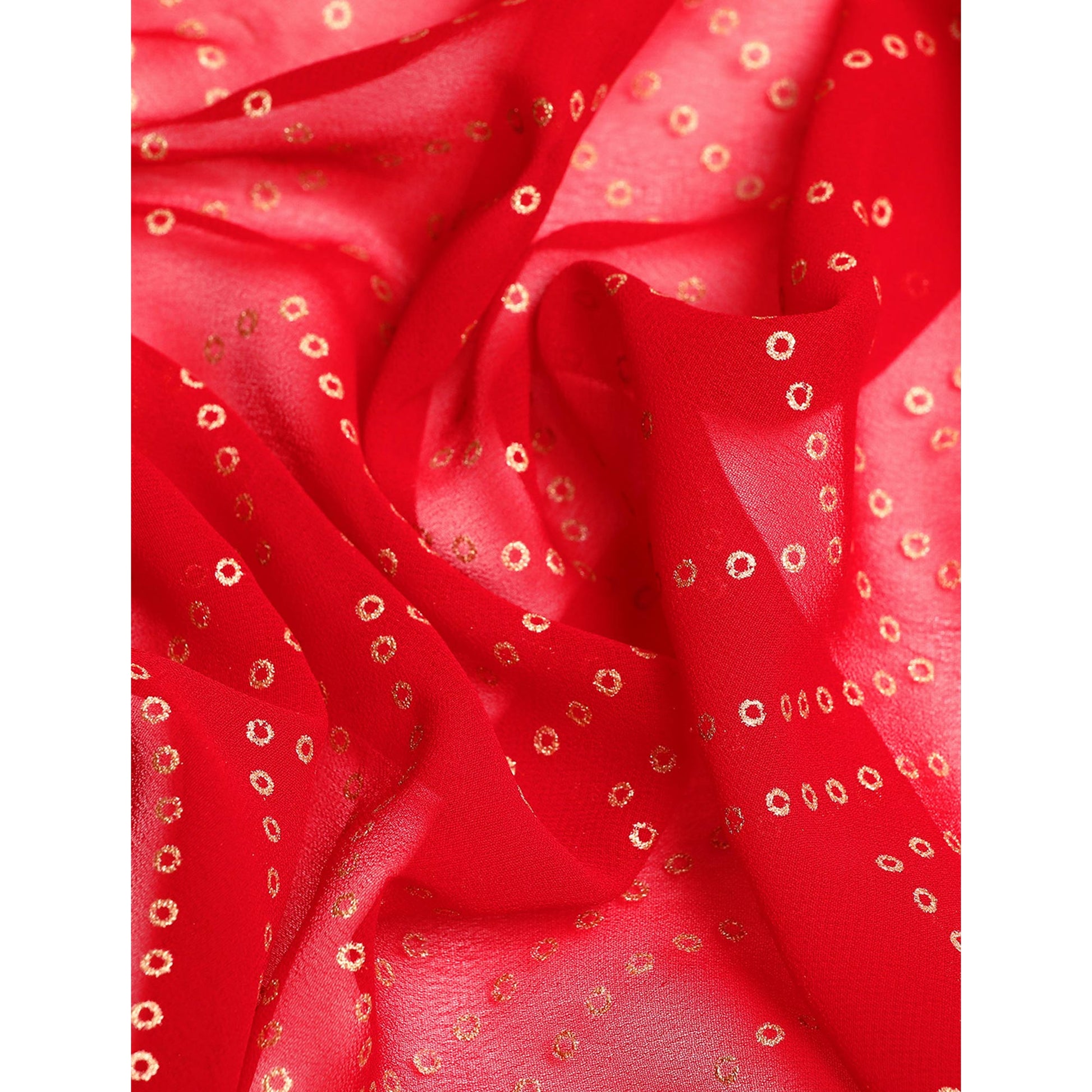 Dark Red Foil Printed With Swarovski Georgette Saree