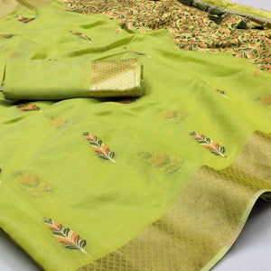 green-woven-art-silk-saree-with-tassels-4
