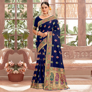 Blue Woven Art Silk Saree