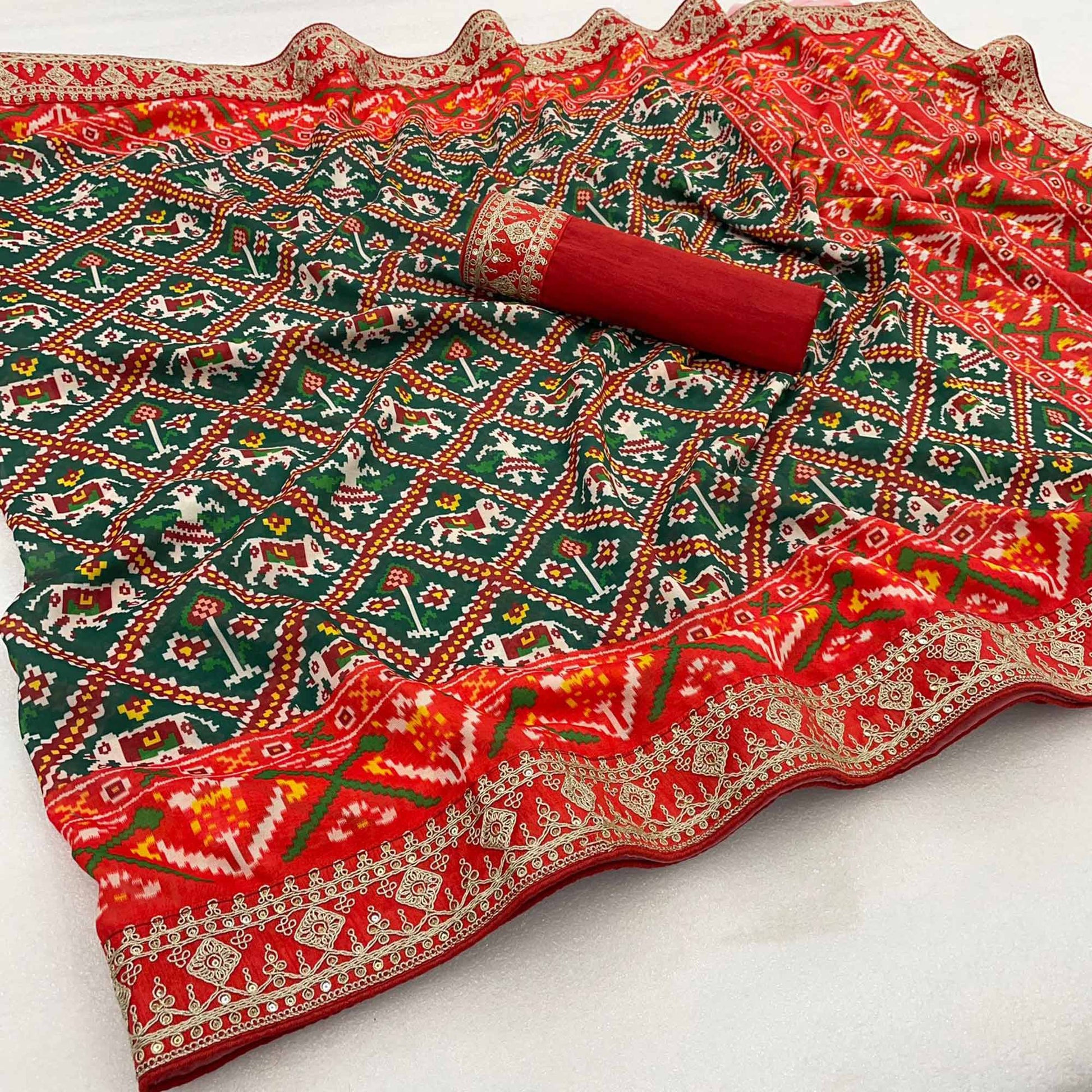 green-red-digital-printed-with-sequins-vichitra-silk-saree