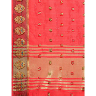 Maroon Woven Organza Saree