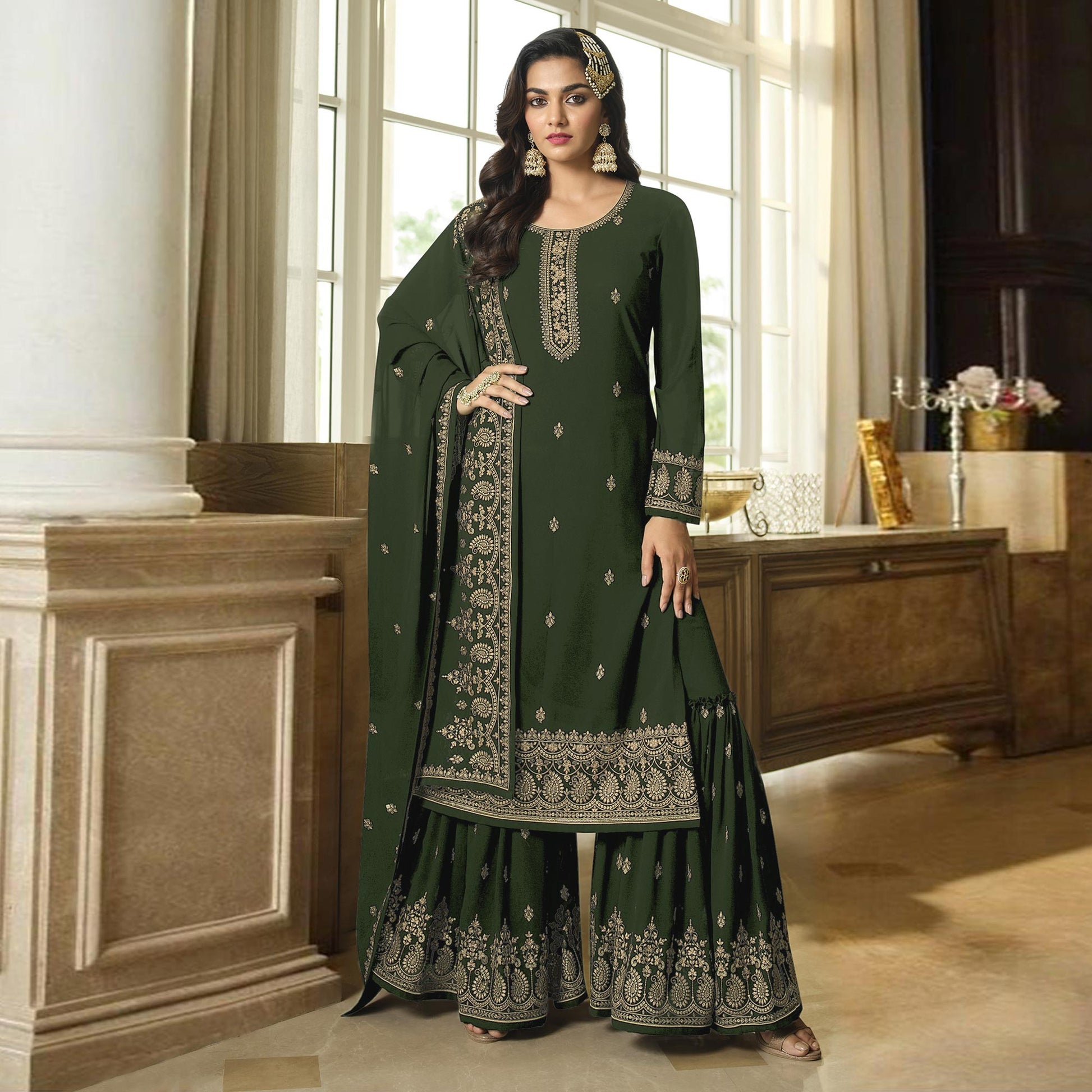 green-floral-embroidered-georgette-sharara-suit-1