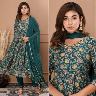 green-floral-printed-with-gota-patti-work-muslin-anarkali-suit