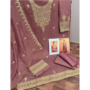 Mauve Sequins Embroidered Georgette Palazzo Suit