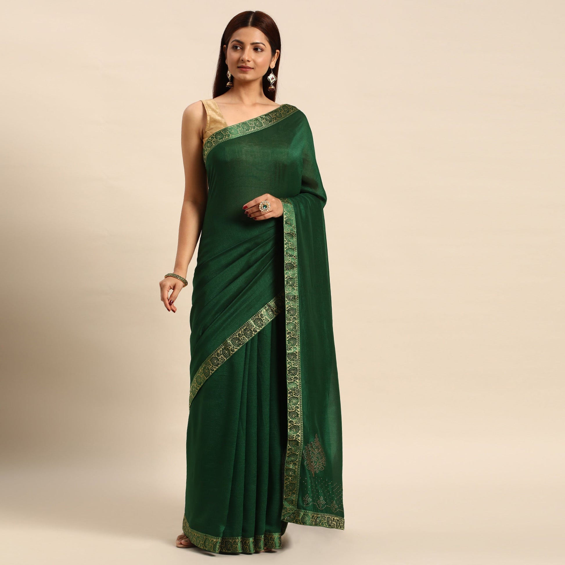 green-swaroski-work-vichitra-silk-saree