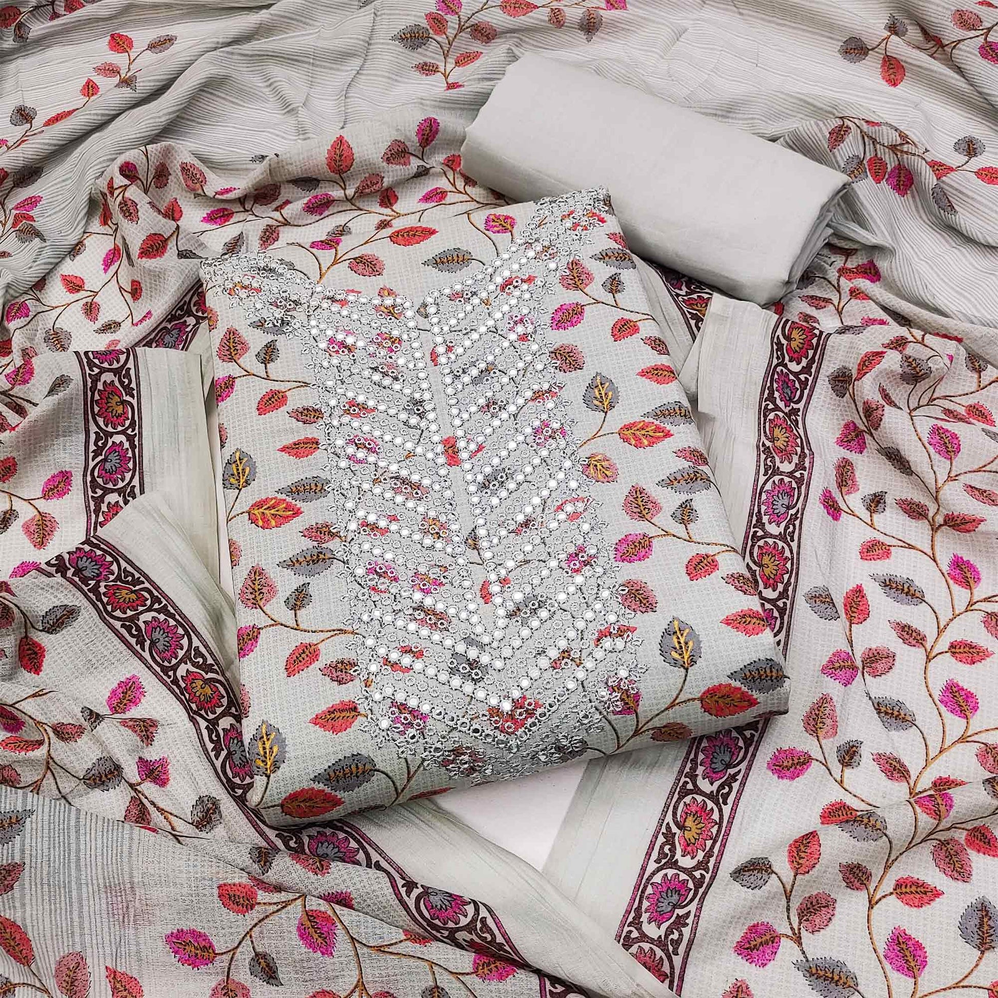 grey-floral-printed-mirror-work-pure-cotton-dress-material