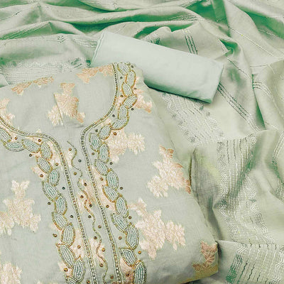 green-woven-with-handwork-banarasi-silk-dress-material