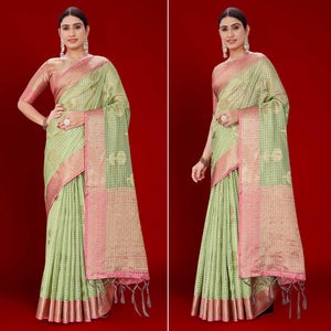 green-floral-woven-organza-saree-with-tassels-1