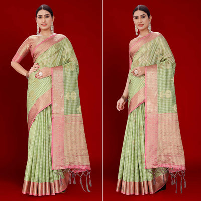 green-floral-woven-organza-saree-with-tassels-1