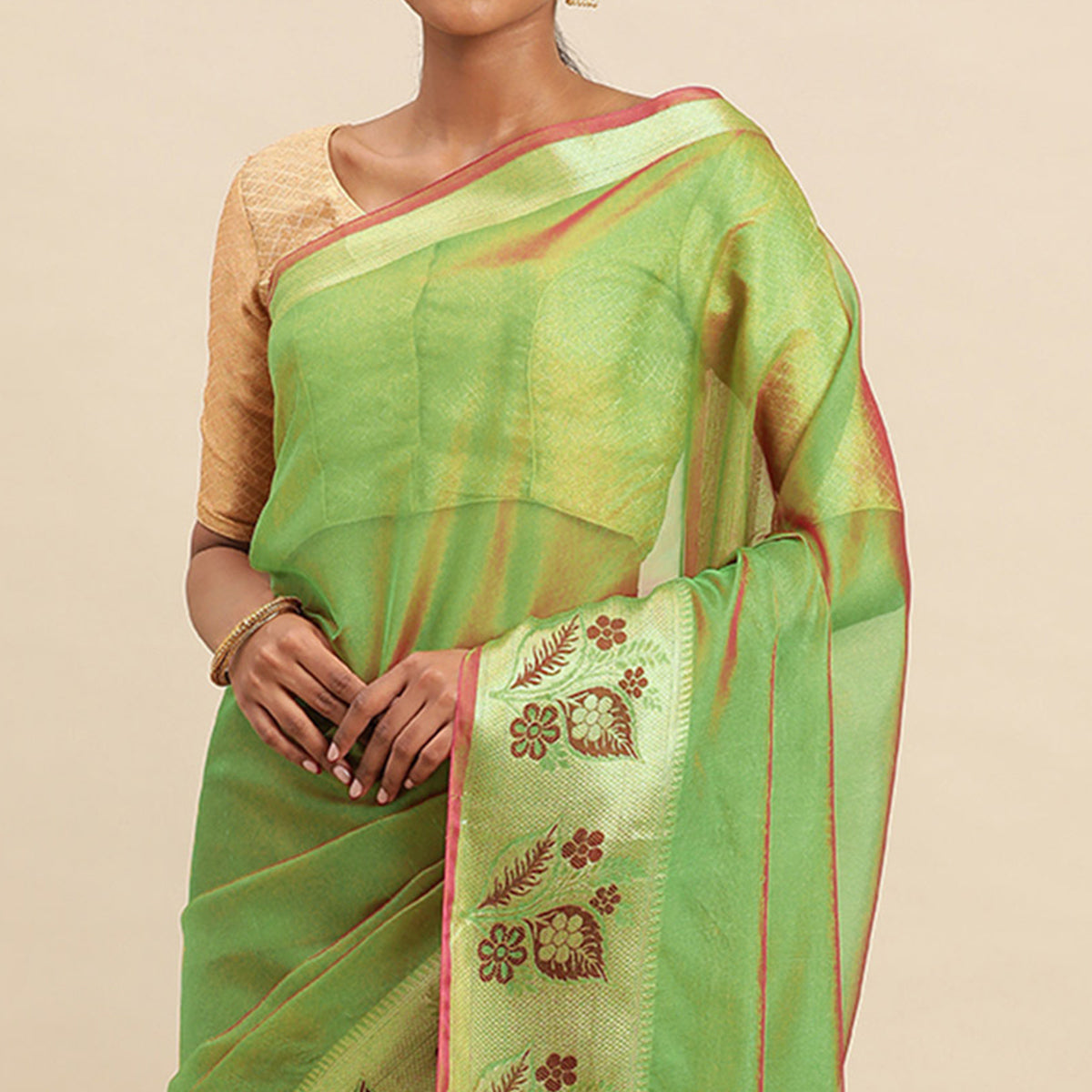 Mehendi Woven Cotton Silk Saree