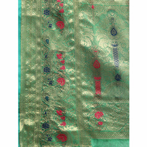 green-floral-woven-organza-silk-saree