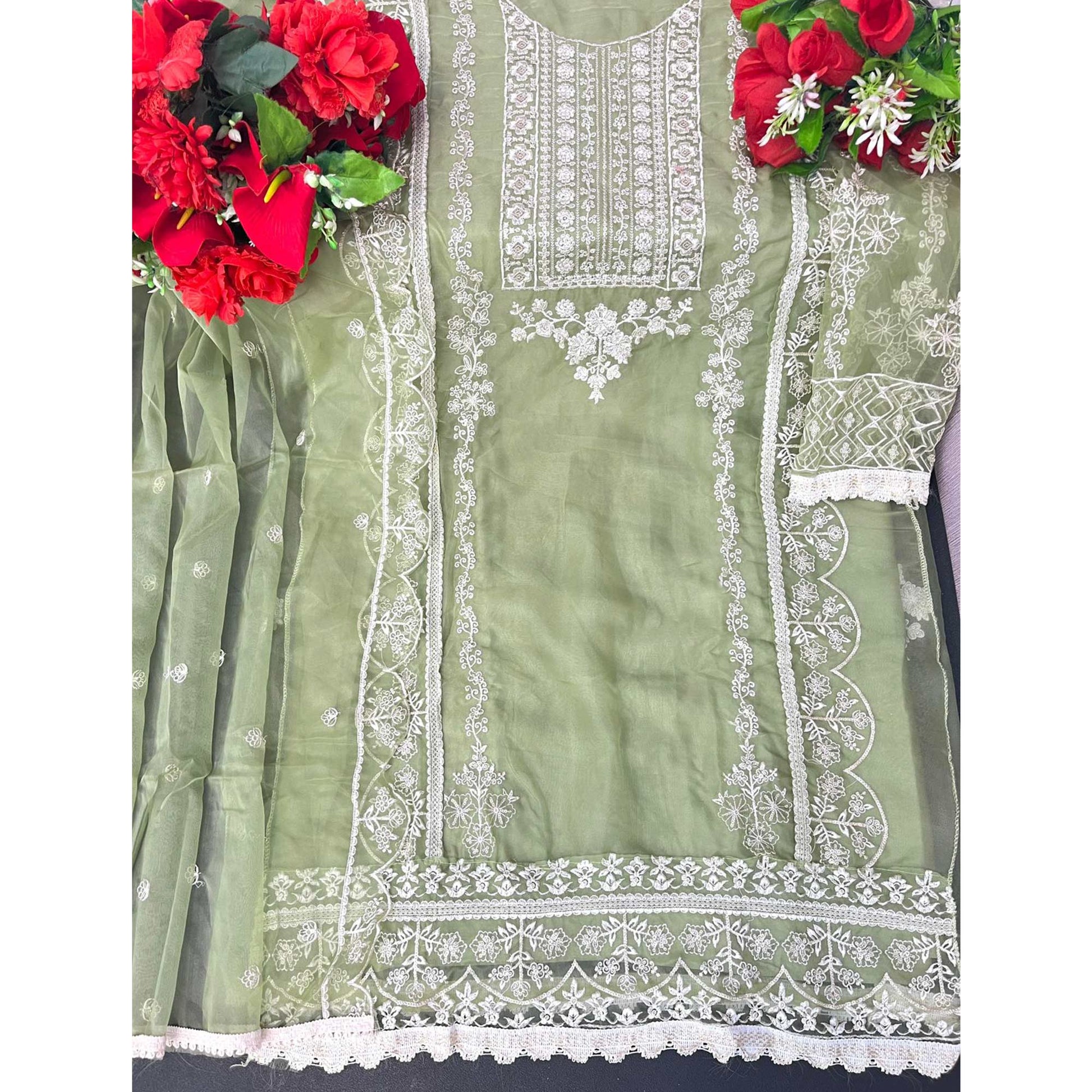 green-floral-embroidered-organza-pakistani-suit
