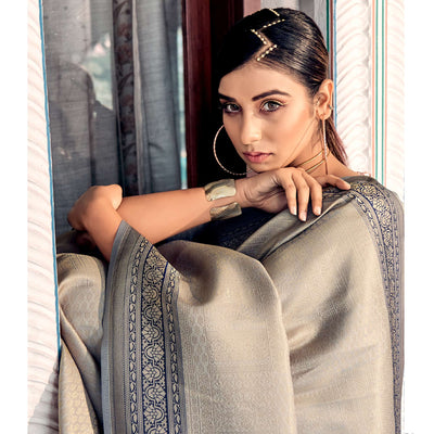 Grey Woven Kanchipuram Art Silk Saree