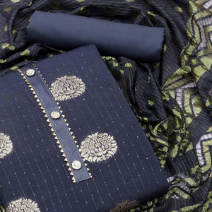 Grey Woven With Sequins Work Modal Dress Material