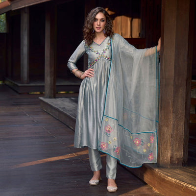 grey-floral-embroidered-art-silk-naira-cut-suit