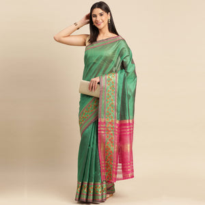 green-woven-cotton-silk-saree-8