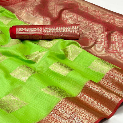 green-woven-linen-saree-with-tassels