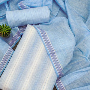 Blue Woven Cotton Dress Material