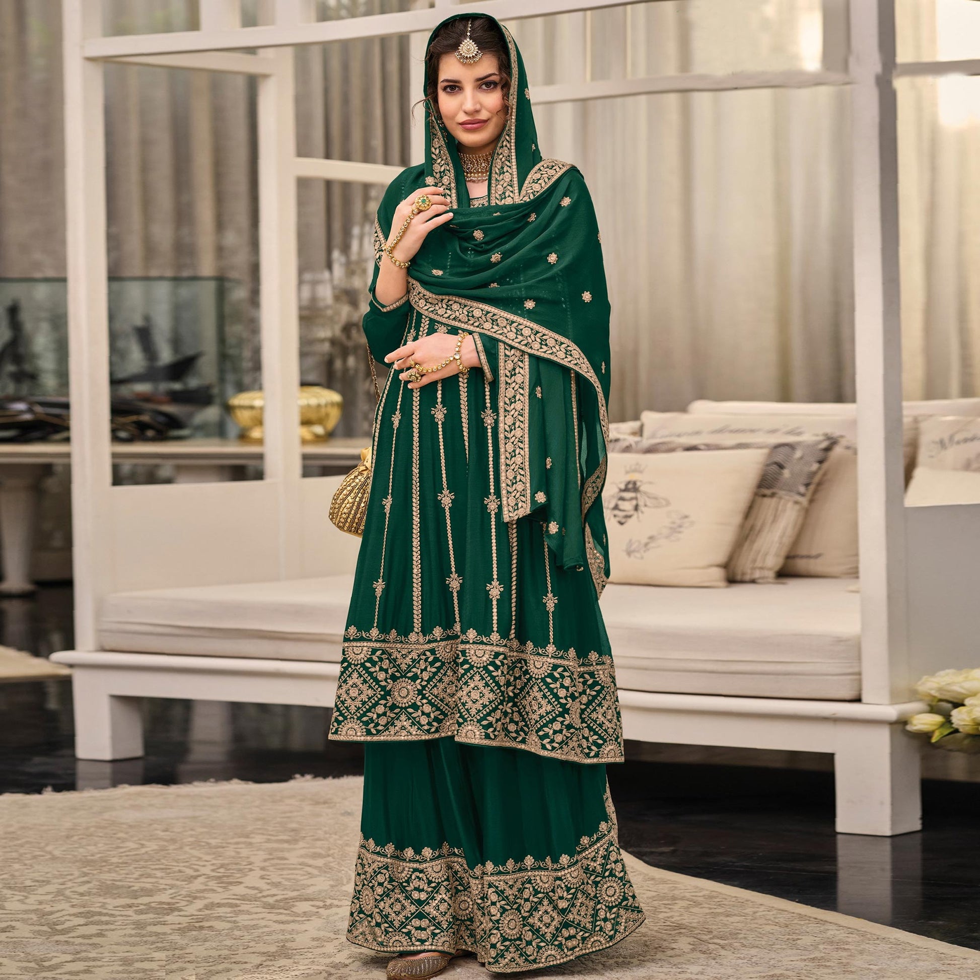 green-floral-embroidered-georgette-sharara-suit