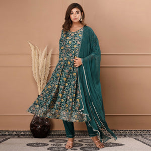 green-floral-printed-with-gota-patti-work-muslin-anarkali-suit
