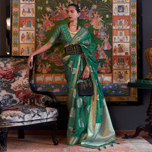 green-woven-organza-saree-with-tassels-6