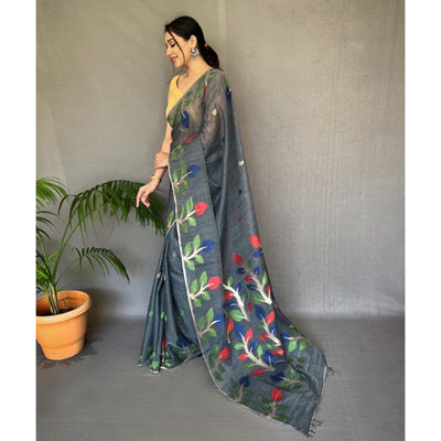 55grey-floral-woven-cotton-saree