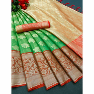 green-woven-art-silk-saree-with-tassels-8