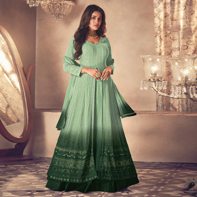 green-sequins-embroidered-georgette-front-slit-suit