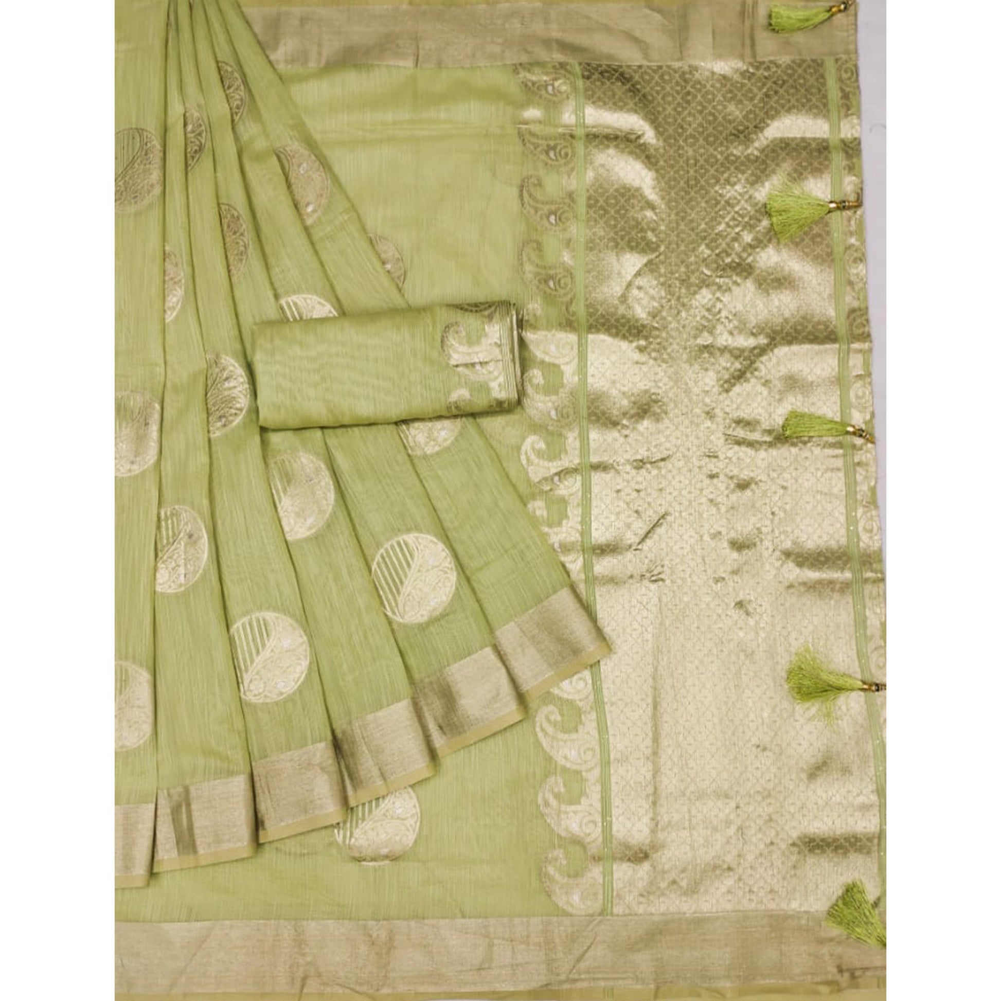 green-woven-art-silk-saree-with-tassels-6