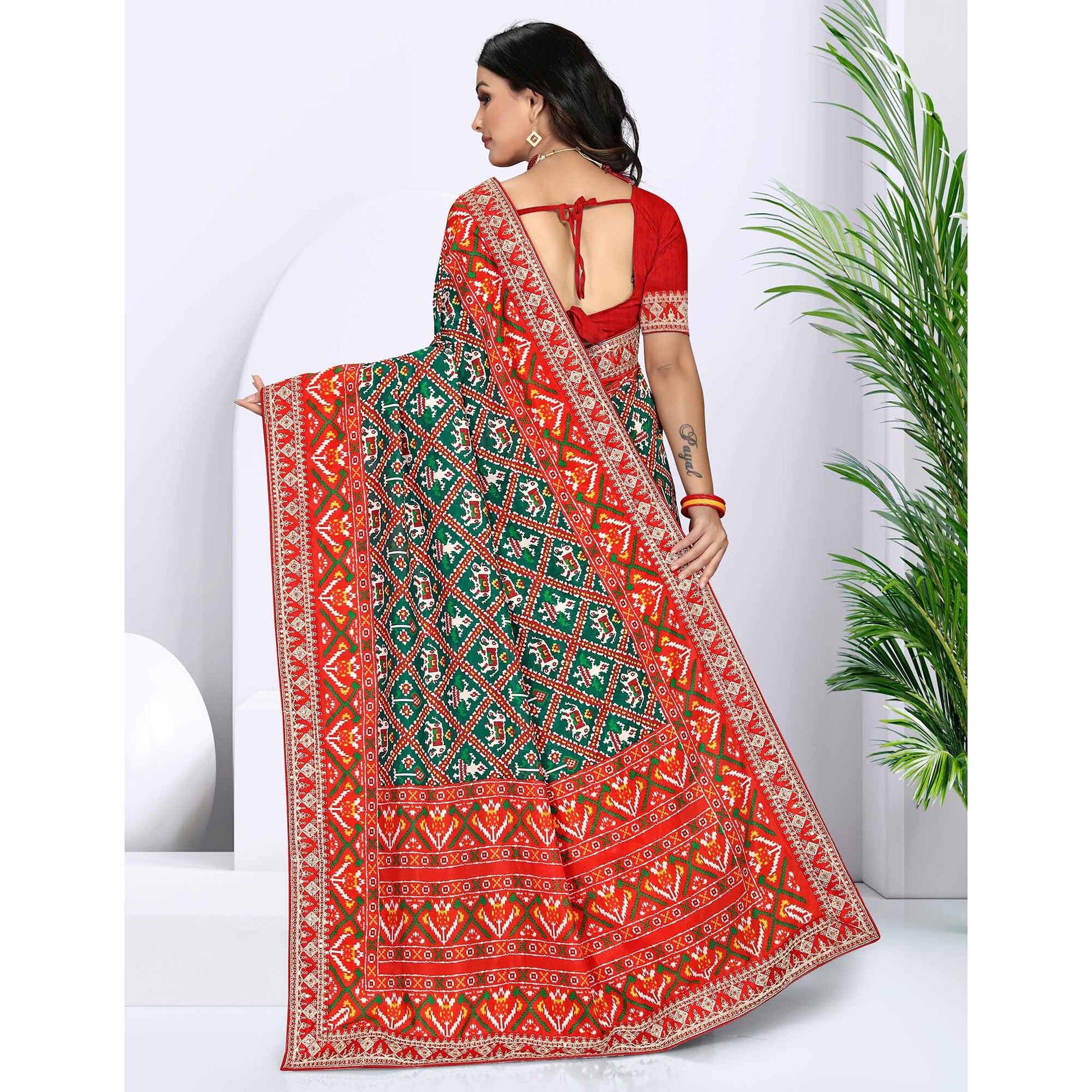 green-red-digital-printed-with-sequins-vichitra-silk-saree