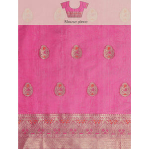 Morpich Green Woven Organza Saree