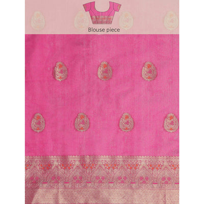 Morpich Green Woven Organza Saree